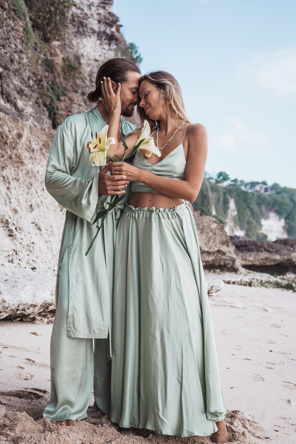 Dao Long Kimono - Silk Viscose - Fresh Sage Tiyara Soul Wear