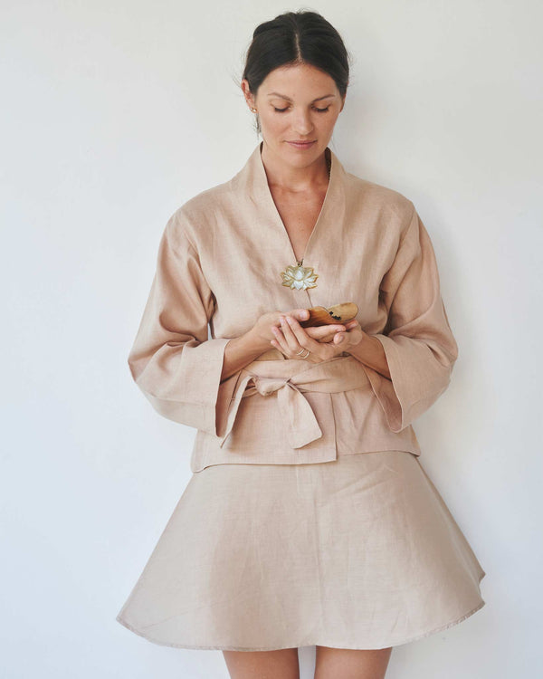 Mai Skirt, Linen, Tan