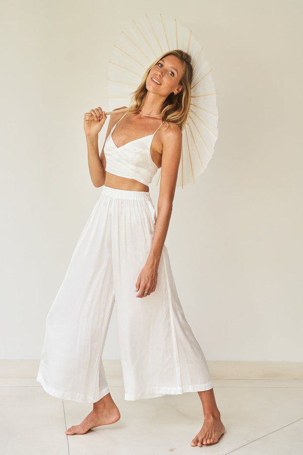 Lotus Pant - Silk Viscose - White Pearl Tiyara Soul Wear