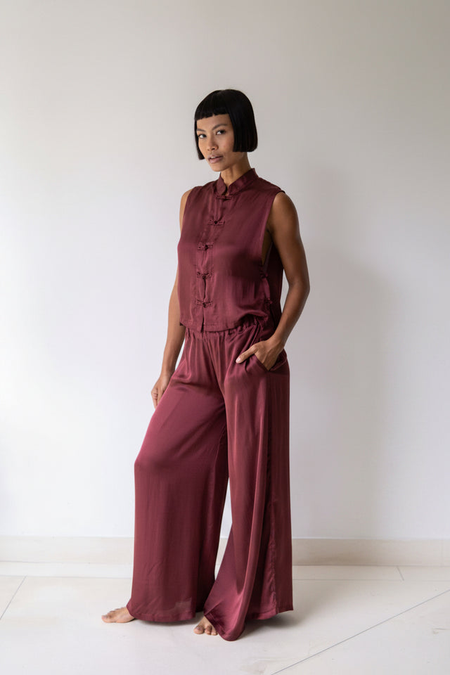 Lin Vest, Lyocell Silk, Autumn Plum