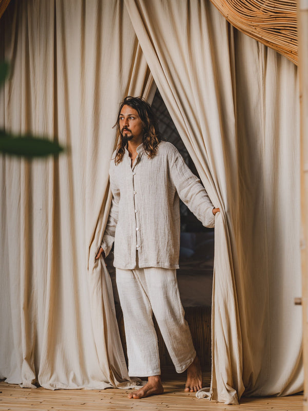 Chen Pant, Linen Cotton, Pearl White