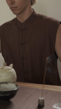 Jing Vest, Premium Rayon, Earth Cacao, view 7