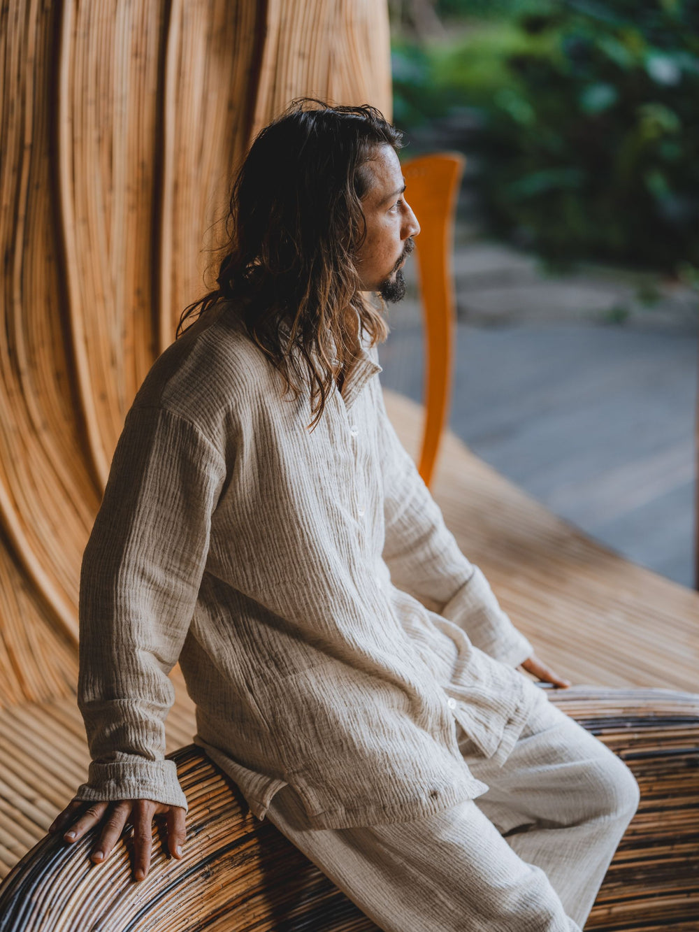 Chen Shirt, Linen Cotton, Pearl White, view 2