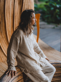 Chen Shirt, Linen Cotton, Pearl White, view 2