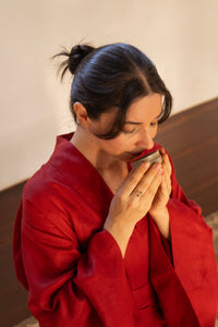Yori Kimono, Linen, Red Peony, view 3