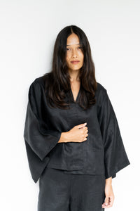 Makoto Kimono, Linen, Black Onyx, view 3