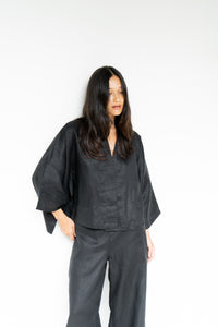 Makoto Pant, Linen, Black Onyx