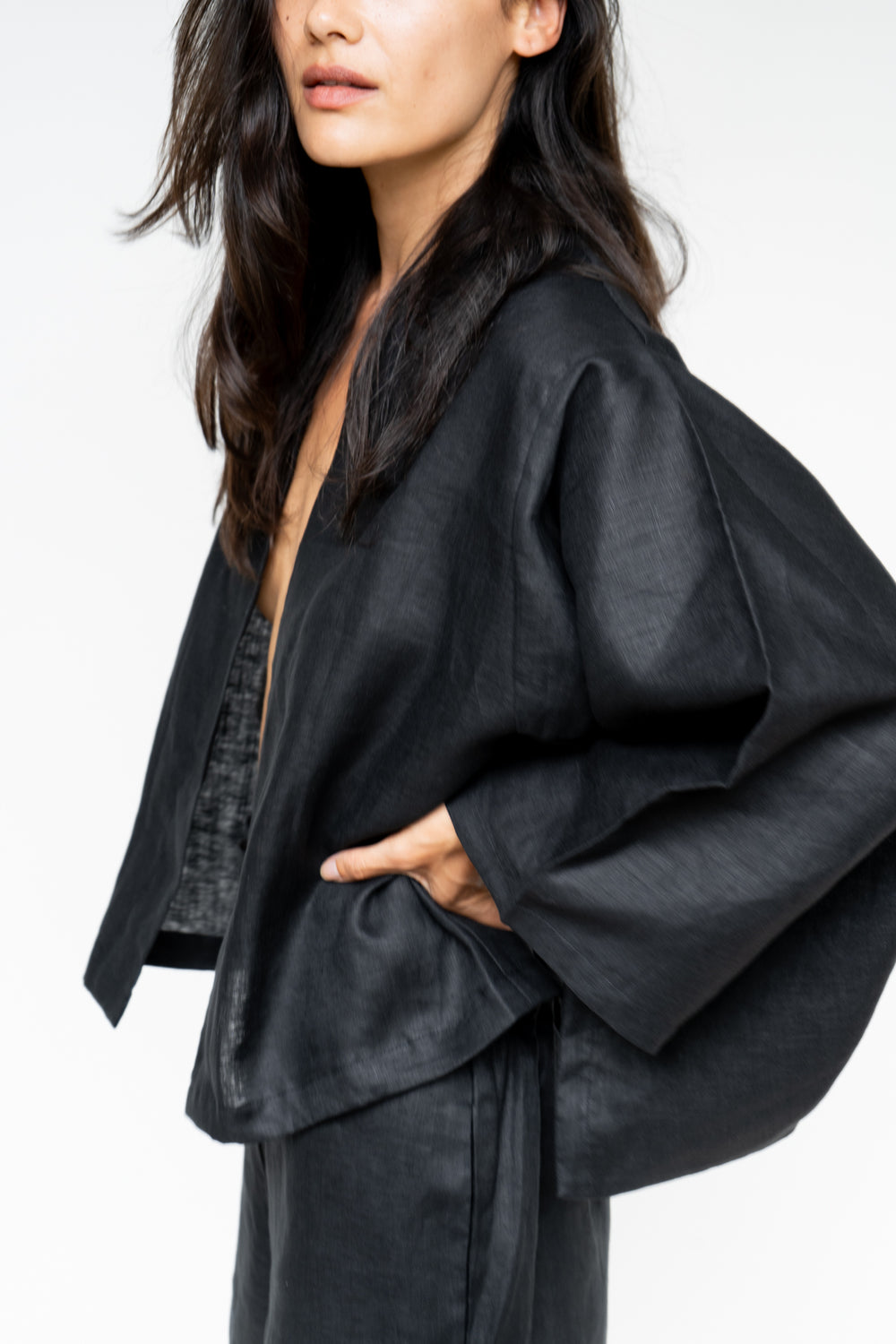 Makoto Kimono, Linen, Black Onyx, view 4