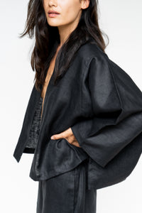 Makoto Kimono, Linen, Black Onyx, view 4