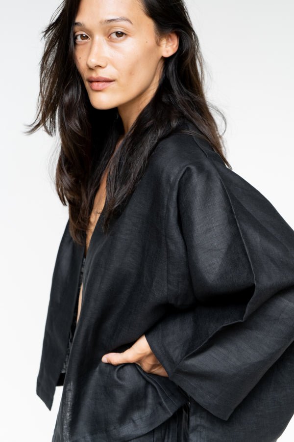 Makoto Kimono, Linen, Black Onyx
