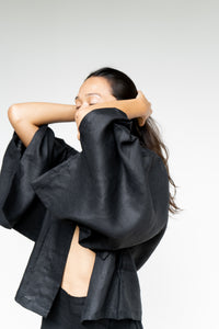 Makoto Kimono, Linen, Black Onyx, view 5