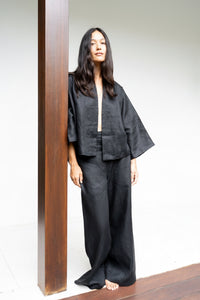 Makoto Pant, Linen, Black Onyx, view 2