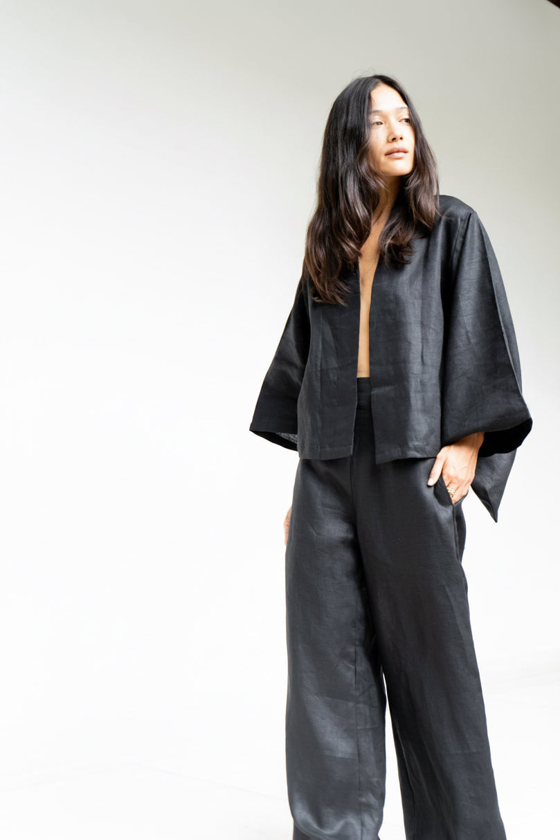 Makoto Pant, Linen, Black Onyx, view 6