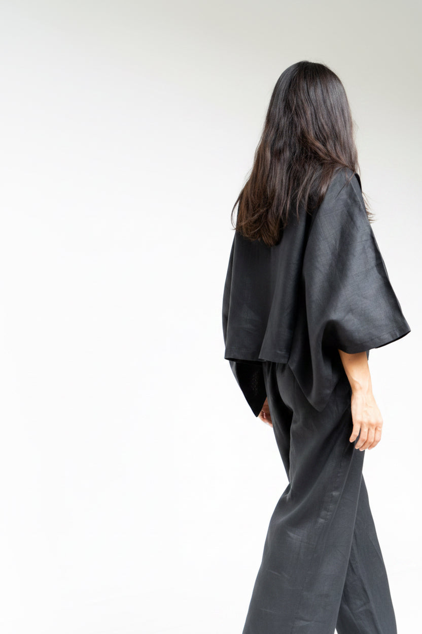 Makoto Pant, Linen, Black Onyx, view 7