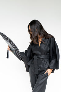 Makoto Pant, Linen, Black Onyx, view 4