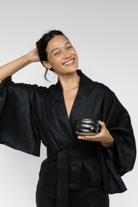 Makoto Kimono, Linen, Black Onyx, view 2