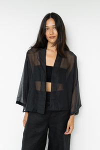 Makoto Kimono, Silk Cotton, Black Jade
