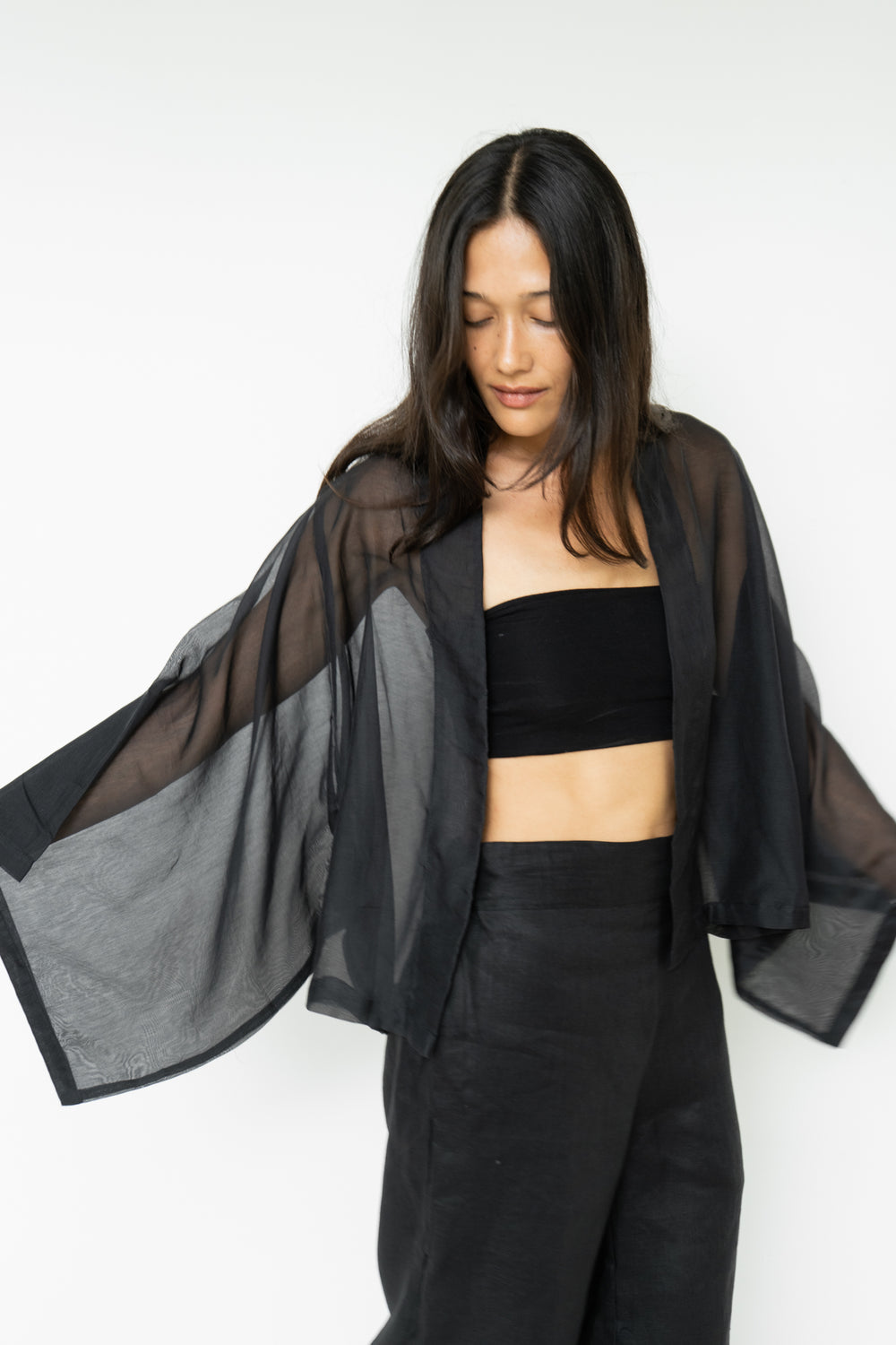 Makoto Kimono, Silk Cotton, Black Jade, view 8