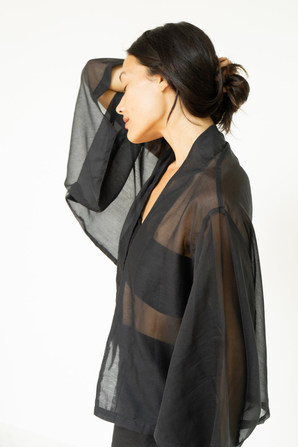 Makoto Kimono, Silk Cotton, Black Jade, view 2
