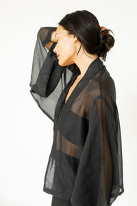 Makoto Kimono, Silk Cotton, Black Jade, view 2