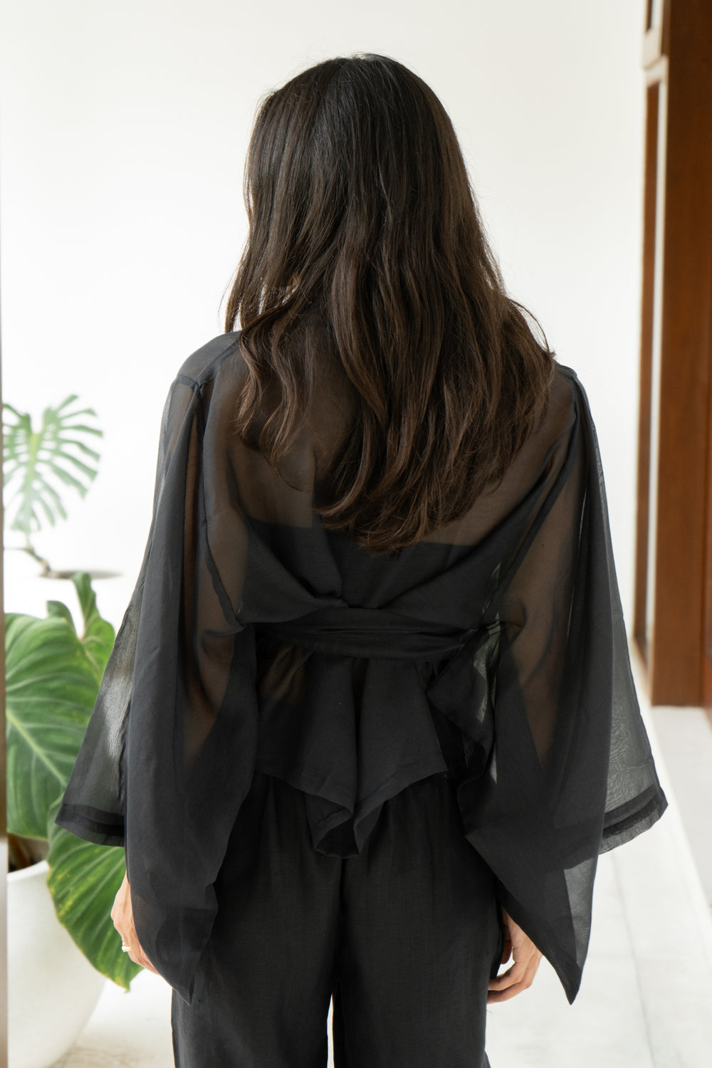 Makoto Kimono, Silk Cotton, Black Jade, view 5