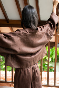 Makoto Pant, Linen, Dark Brown, view 2