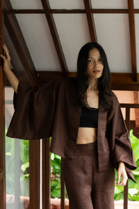 Makoto Pant, Linen, Dark Brown, view 4