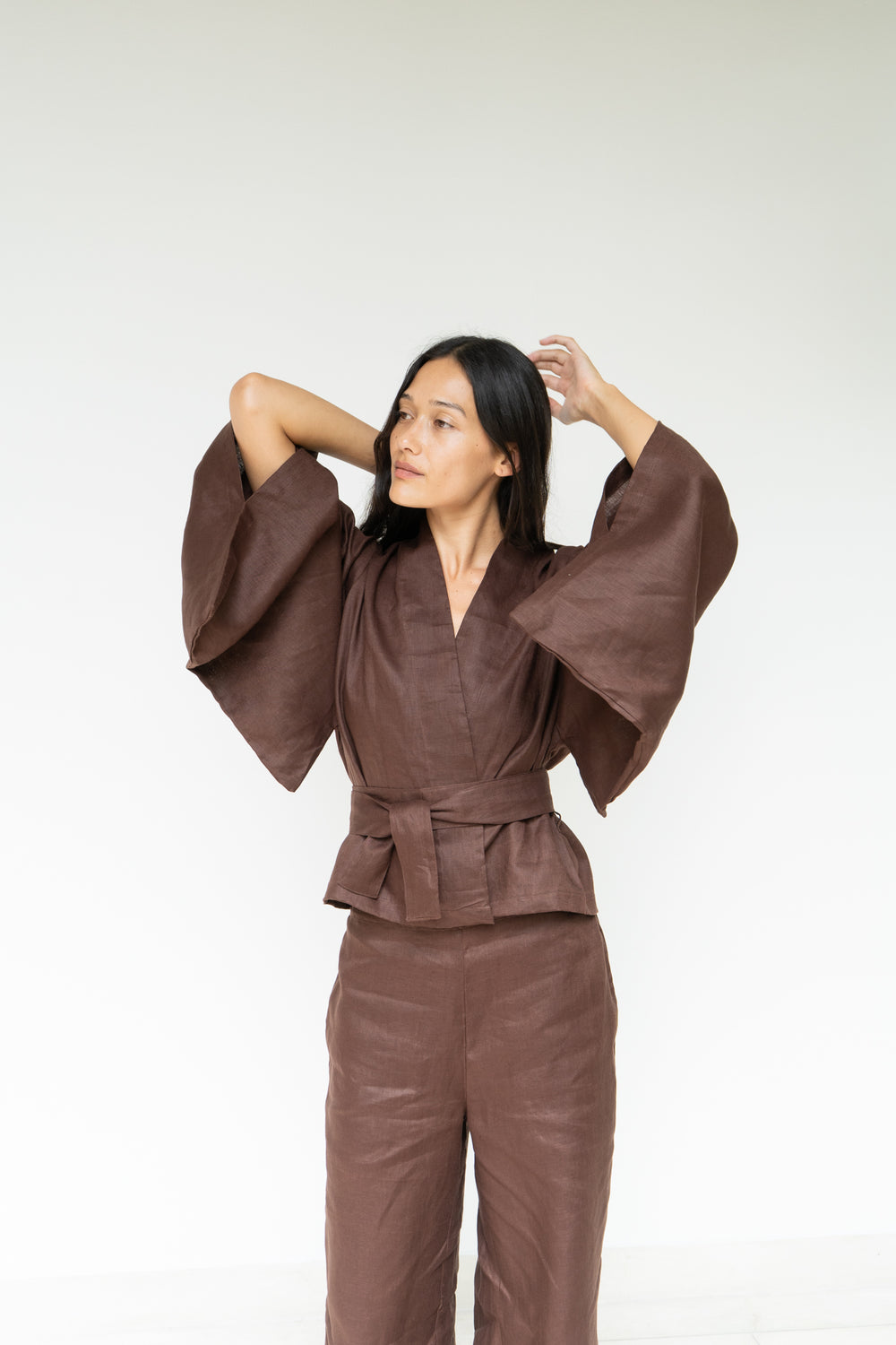 Makoto Pant, Linen, Dark Brown