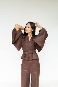Makoto Pant, Linen, Dark Brown