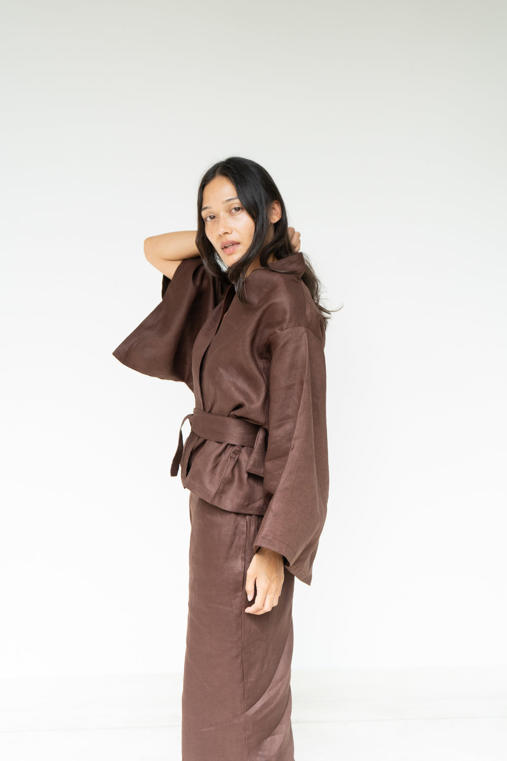 Makoto Pant, Linen, Dark Brown, view 5
