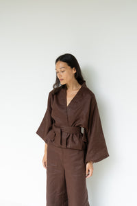 Makoto Kimono, Linen, Dark Brown, view 5