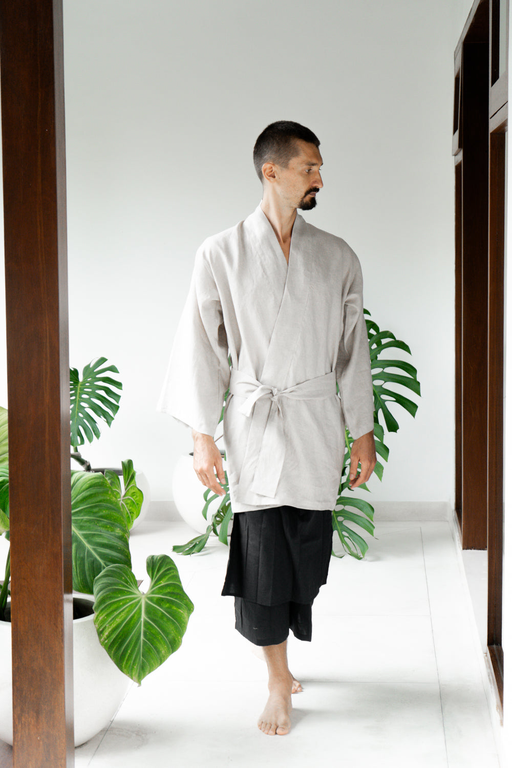 Dao Kimono, Linen, Natural Stone, view 6