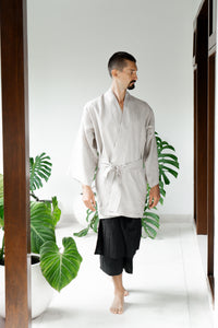 Dao Kimono, Linen, Natural Stone, view 6