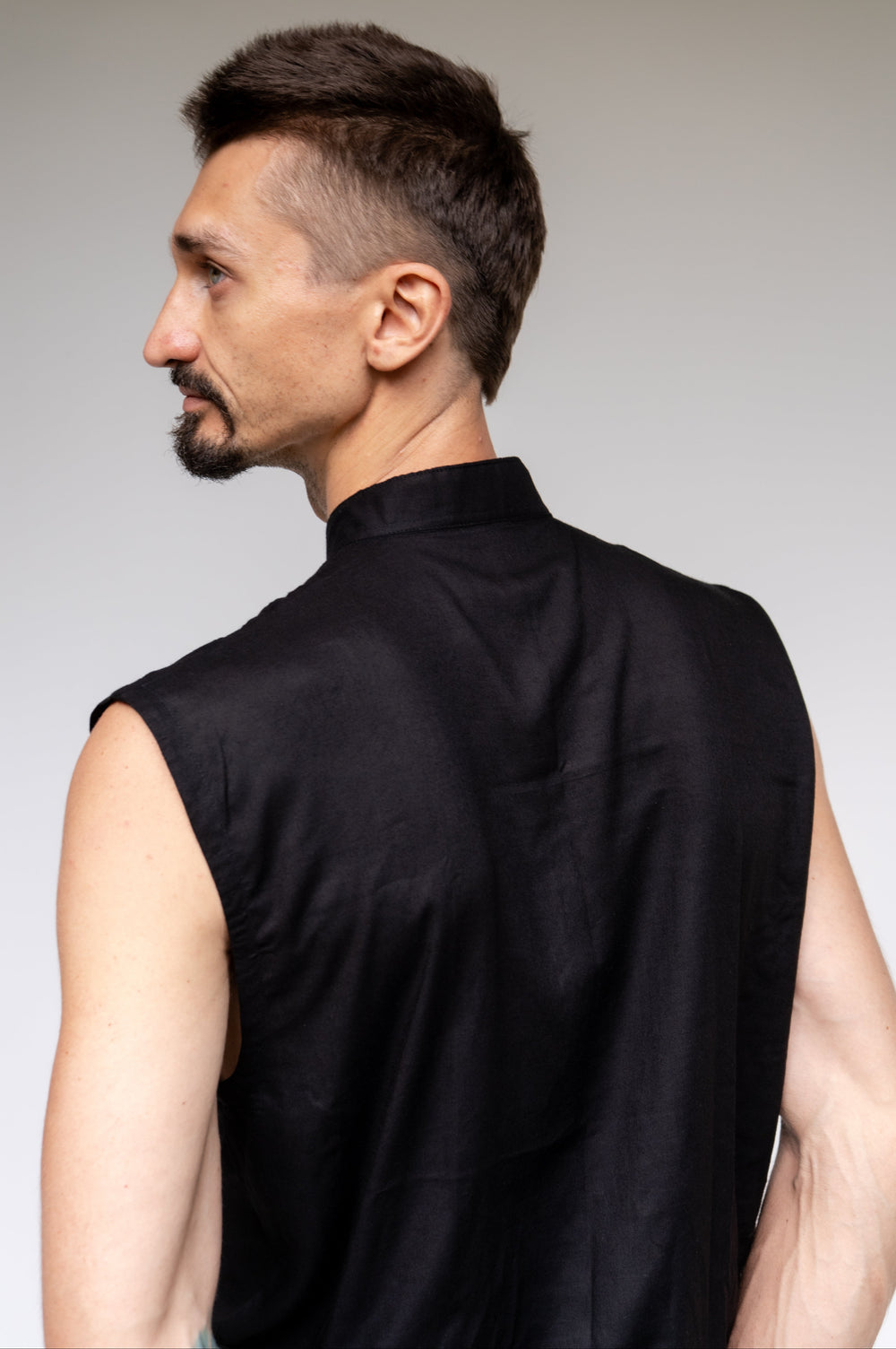 Jing Vest, Premium Rayon, Black Jade, view 2