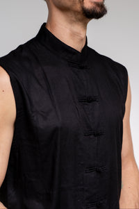 Jing Vest, Premium Rayon, Black Jade