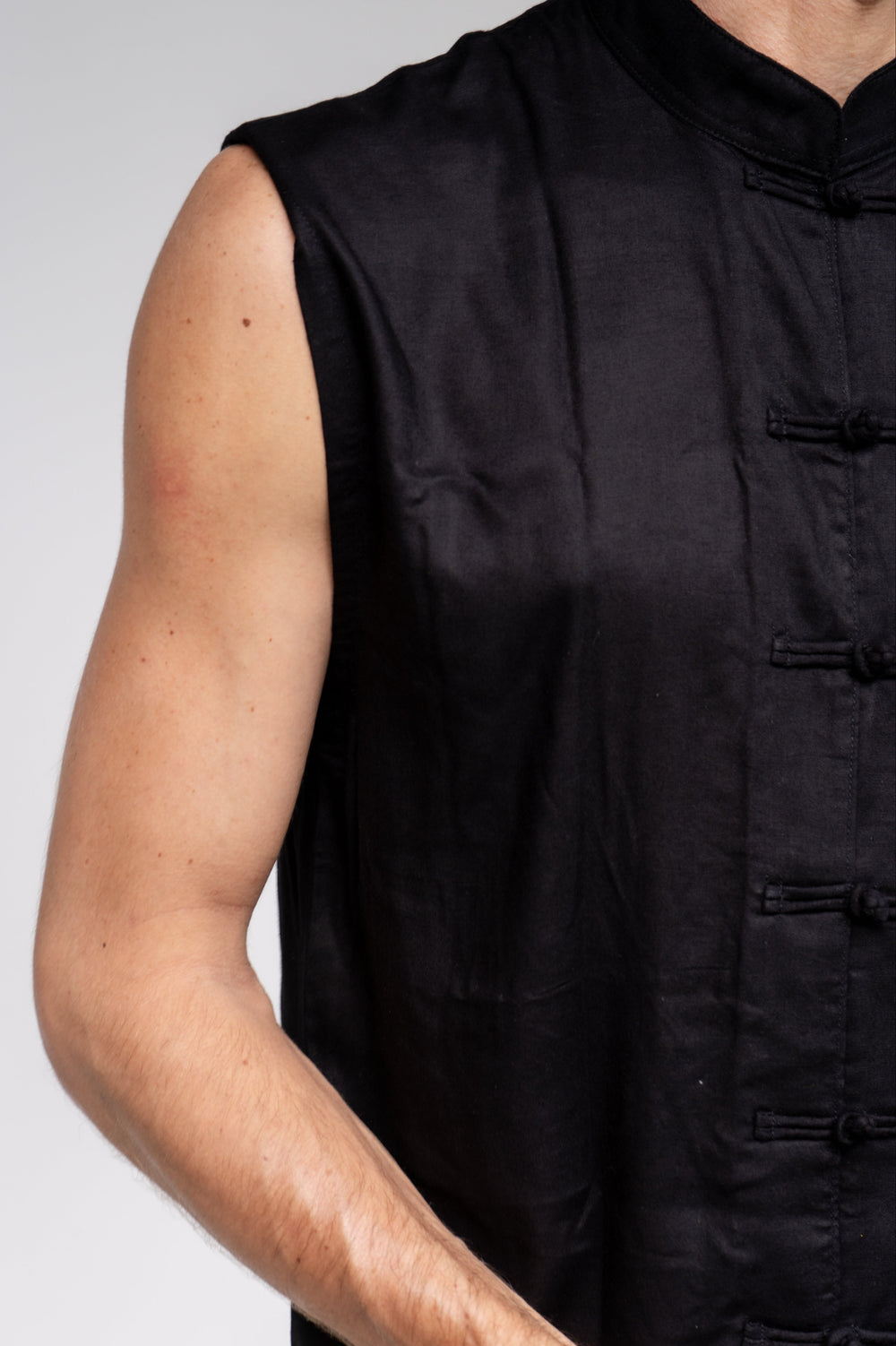 Jing Vest, Premium Rayon, Black Jade, view 4