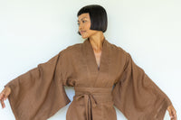 Yori Kimono, Linen, Honey Brown, view 3
