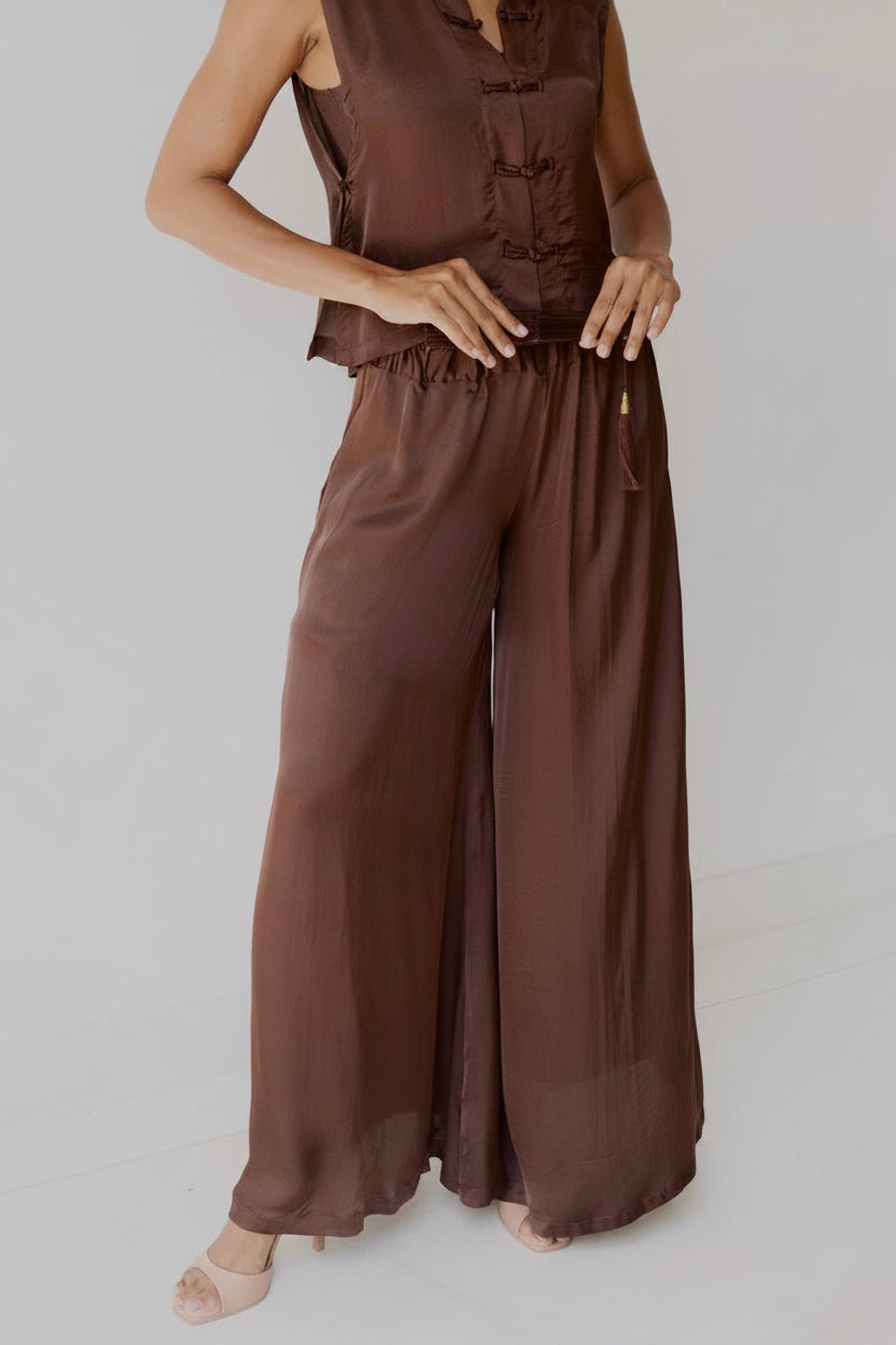 Ting Pants, Lyocell Silk, Earth Cacao, view 2