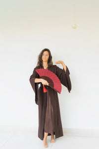 Aset Kimono, Linen Hemp, Dark Chocolate, view 2