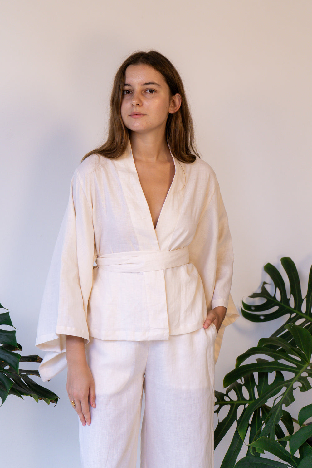 Makoto Kimono, Linen, Pearl, view 7