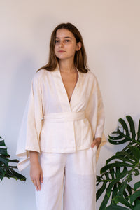 Makoto Kimono, Linen, Pearl, view 7