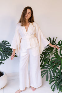 Makoto Pant, Linen, Pearl White