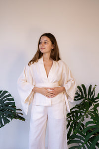 Makoto Kimono, Linen, Pearl, view 8