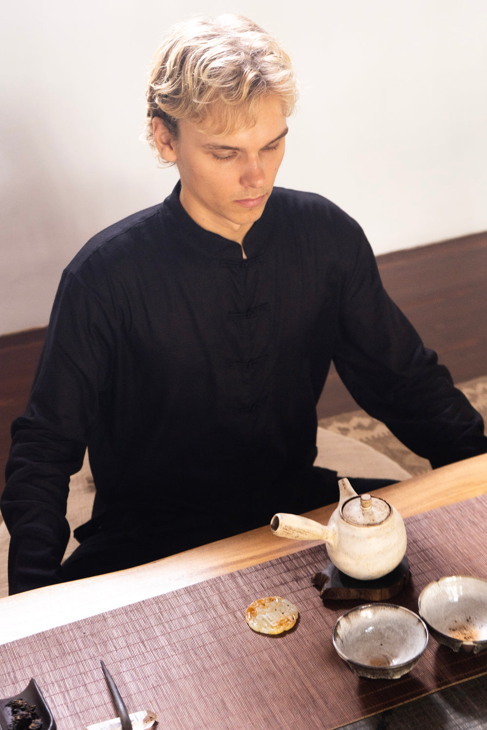 Jing Jacket, Linen, Black Jade with Stone, view 5