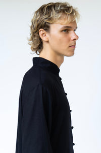 Jing Jacket, Linen, Black Jade with Stone, view 2