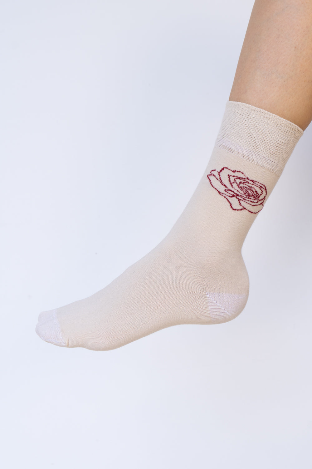 Rose Sock, Beige Sand Cotton, view 5