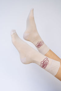 Rose Sock, Beige Sand Cotton