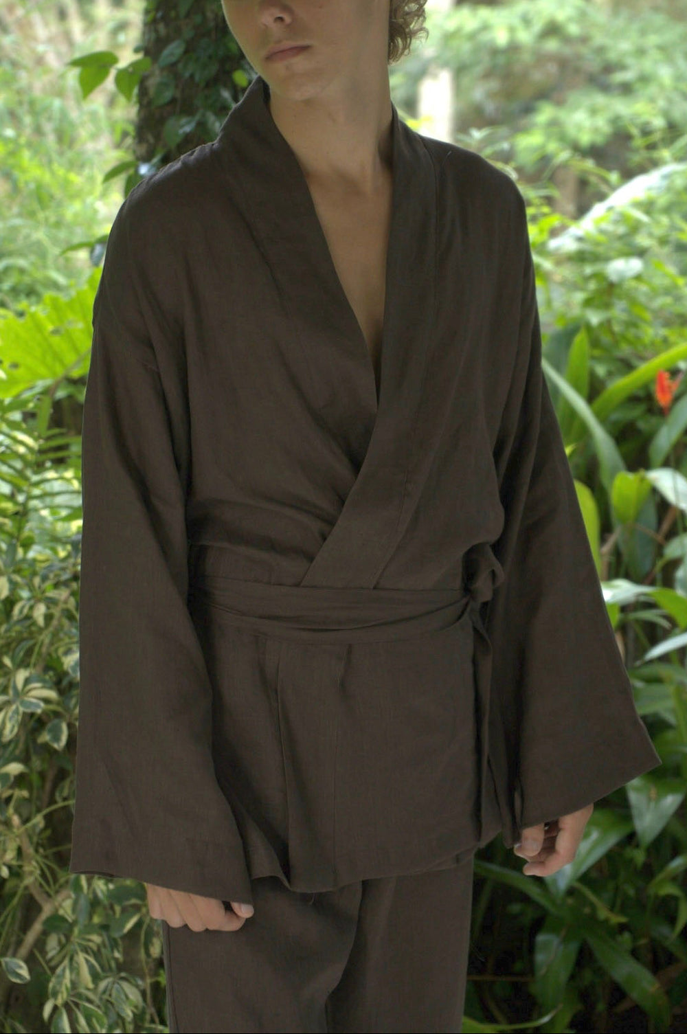 Shen Kimono, Linen, Wood Brown, view 7