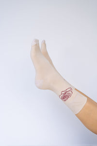 Rose Sock, Beige Sand Cotton, view 3