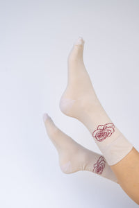 Rose Sock, Beige Sand Cotton, view 4